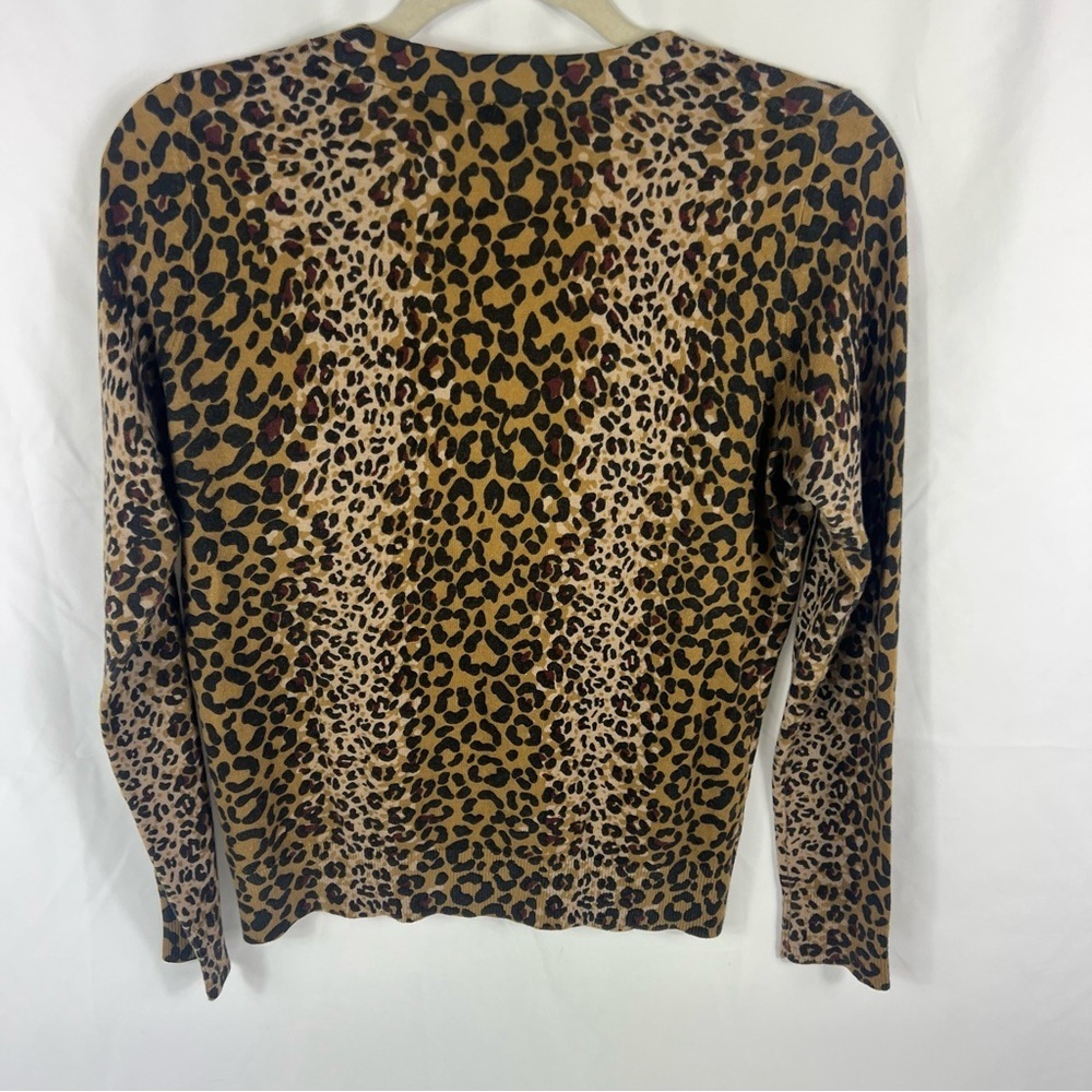 Talbots Animal Leopard Print Cardigan in Brown and Tan - Picture 6 of 6